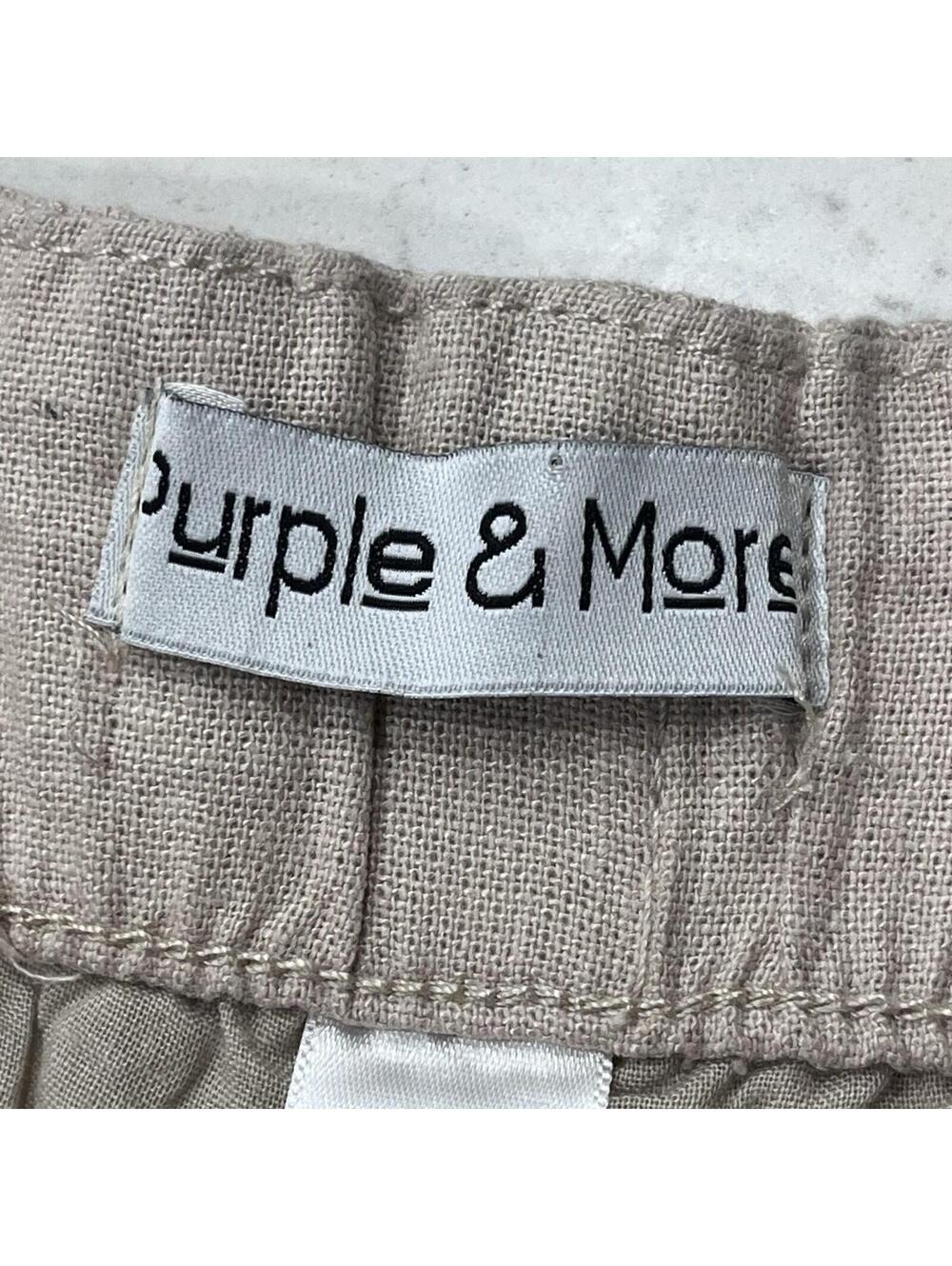 Purple & More Beige Linen Blend Mini Skirt Women’s Large Coastal Beach Cottage - Picture 7 of 10